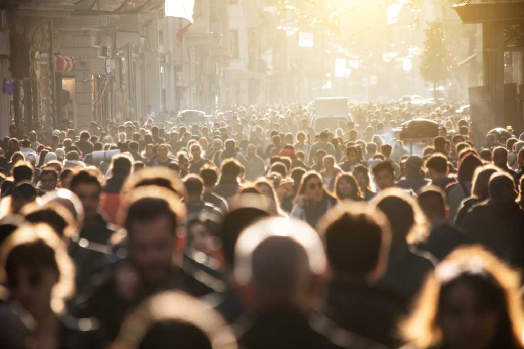 crowded sidewalk