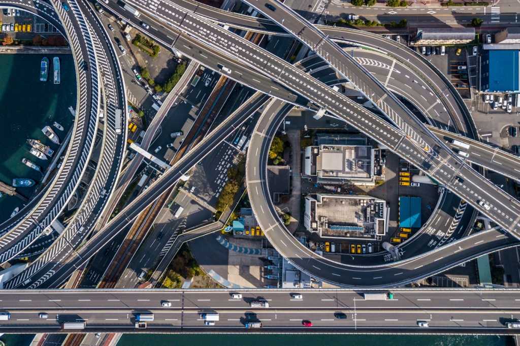 Japan Osaka highway intersection street aerial interchange